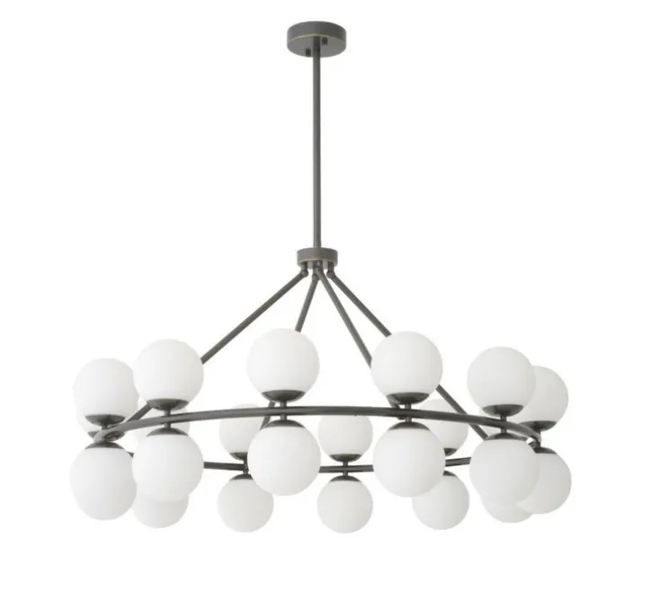 Lustre, Hutchinson, bronze, verre opal, Ø115cm, H65cm - Eichholtz