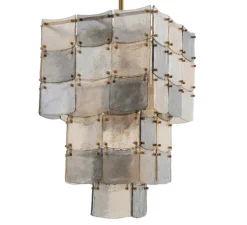 Lustre, Laurent, laiton antique, verre transparent coloré, Ø56cm, H86,5cm - Eichholtz