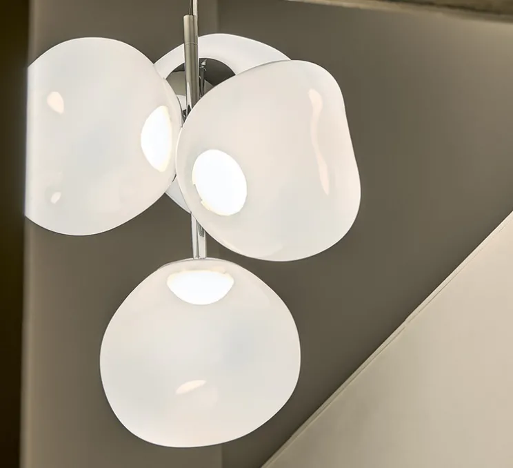 Lustre, Melt Small, opal, argent, LED, dim, 3000K, 2300 lm, Ø98cm, H103cm - Tom Dixon