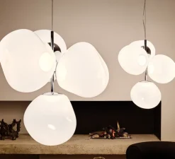 Lustre, Melt Small, opal, argent, LED, dim, 3000K, 2300 lm, Ø98cm, H103cm - Tom Dixon