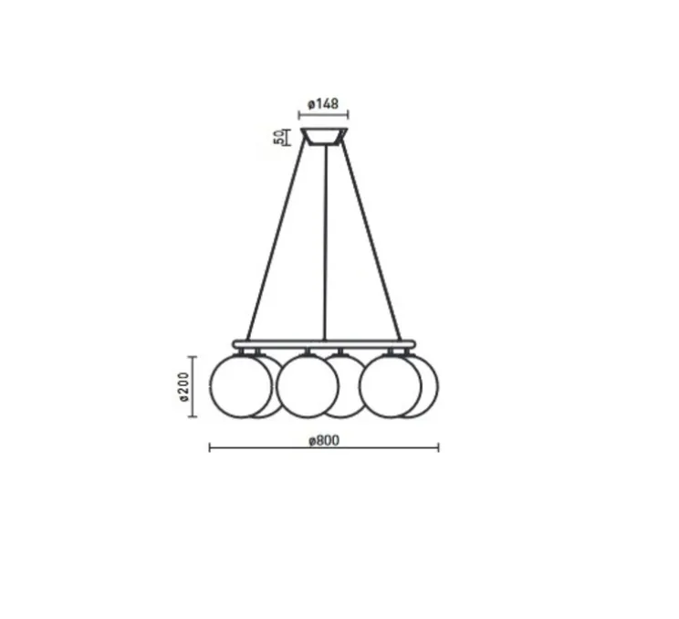 Lustre, Miira 6 Circular, laiton, verre opalin, Ø80cm, H20cm - Nuura