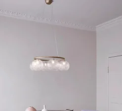 Lustre, Miira 6 Circular, Laiton, transparent, Ø80cm, H20cm - Nuura