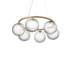 Lustre, Miira 6 Circular, Laiton, transparent, Ø80cm, H20cm - Nuura