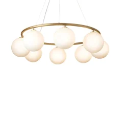 Lustre, Miira 8 Circular, laiton, verre opalin, Ø100cm, H20cm - Nuura