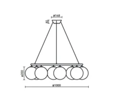 Lustre, Miira 8 Circular, noir, transparent, Ø100cm, H20cm - Nuura