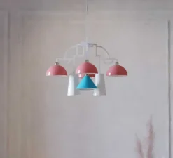 Lustre, Mya 8, Rouge hollandais, bleu vacances, blanc, Ø82cm, H78cm - MM Lampadari