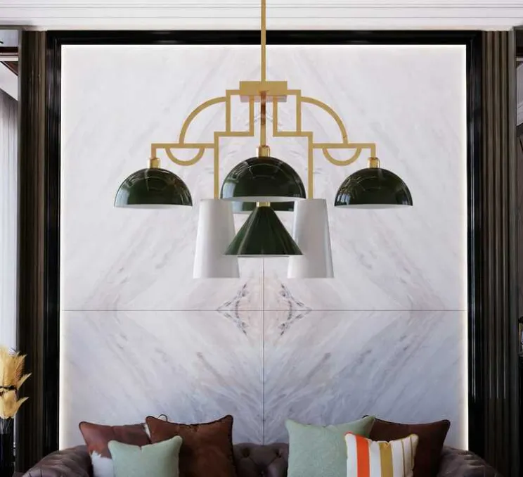 Lustre, Mya 8, Vert, blanc, Ø82cm, H78cm - MM Lampadari