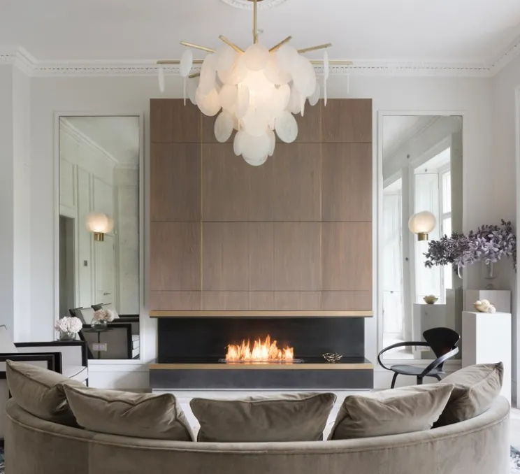 Lustre, Nimbus medium, laiton, verre opalin, Ø119cm, H75cm - CTO lighting