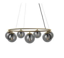 Lustre, Orb, gris fumé, laiton antique mat, Ø85cm, H18cm - Bolia