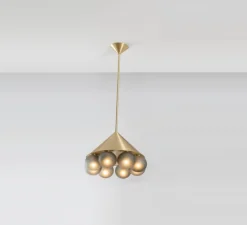 Lustre, Peak 8, Gris texturé, laiton, Ø30cm, H43cm - SkLO Studio