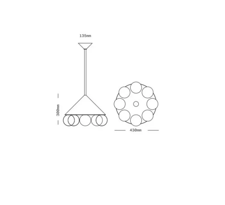 Lustre, Peak 8, Gris texturé, laiton, Ø30cm, H43cm - SkLO Studio