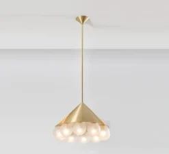 Lustre, Peak 10, Transparent texturé, laiton, Ø51cm, H34cm - SkLO Studio