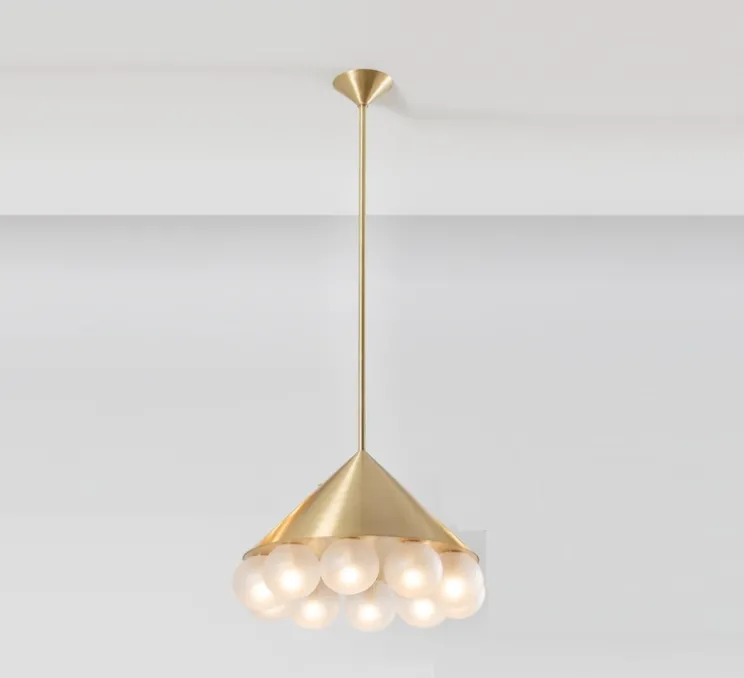 Lustre, Peak 10, Transparent texturé, laiton, Ø51cm, H34cm - SkLO Studio