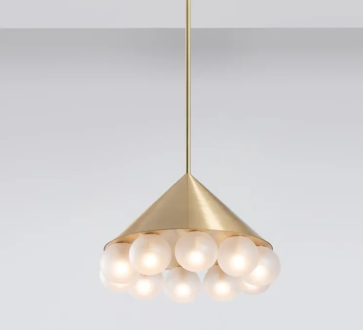 Lustre, Peak 10, Transparent texturé, laiton, Ø51cm, H34cm - SkLO Studio