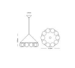 Lustre, Peak 10, Transparent texturé, laiton, Ø51cm, H34cm - SkLO Studio