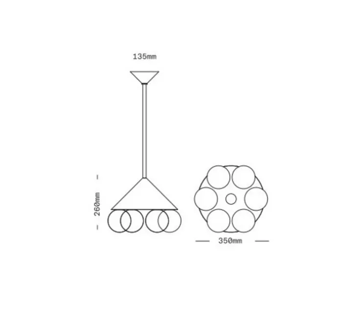 Lustre, Peak 6, Whisky, laiton, Ø35cm, H26cm - SkLO Studio