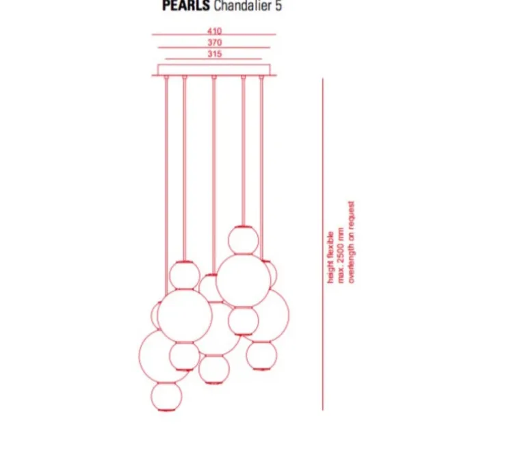 Lustre, Pearls , 1180 lm, 2700 K,LED, 5, BBBBB, blanc, or, Ø50cm - Formagenda