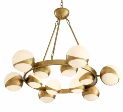 Lustre, Piazetta, laiton, blanc, Ø96cm, H73cm - Eichholtz