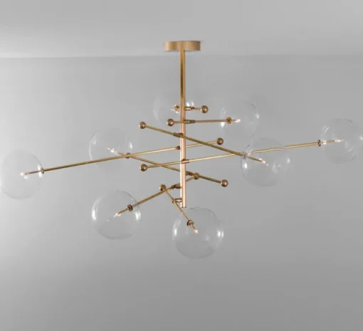 Lustre, Plafonnier, RD15, 8 bras, laiton bruni laqué, Ø200,3cm, H89,1-179,1cm - Schwung