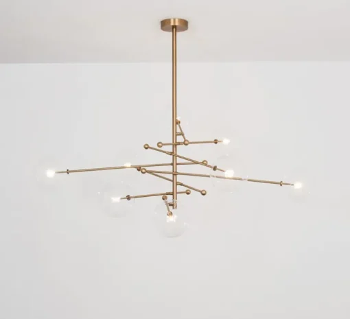 Lustre, Plafonnier, RD15, 8 bras, laiton bruni laqué, Ø200,3cm, H89,1-179,1cm - Schwung