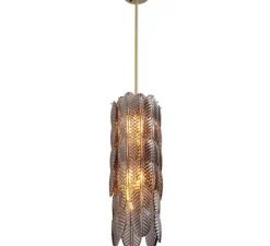 Lustre, Sahure S, laiton brossé, verre fumé, Ø20cm, H75cm - Eichholtz
