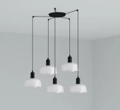 Lustre, Tatawin, 5 suspensions S, blanc, Ø18,4*5cm, H100cm - Faro