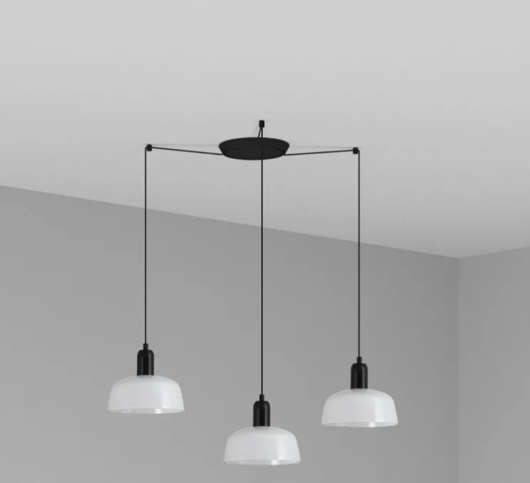 Lustre, Tatawin, 3 suspensions S, blanc, 3*Ø18,4cm, H100cm - Faro