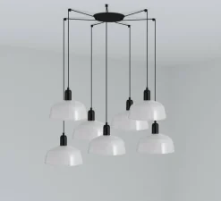 Lustre, Tatawin, 7 suspensions M, blanc, Ø25*7cm, H100cm - Faro
