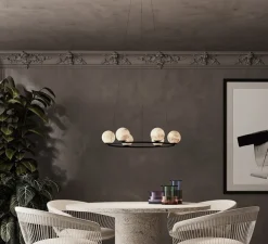 Lustre, Tribeca, Albâtre, IP43, LED, dim, 2700K, 270 lm, Ø70cm, H180cm - Alma light