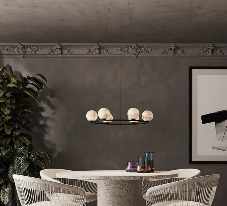 Lustre, Tribeca, Albâtre, IP43, LED, dim, 2700K, 270 lm, Ø70cm, H180cm - Alma light