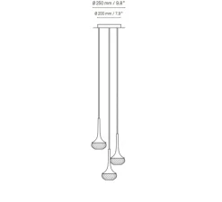 Lustre triple, suspension, Fléa, Laiton, satiné, transparent, Ø25cm, H26cm - CVL