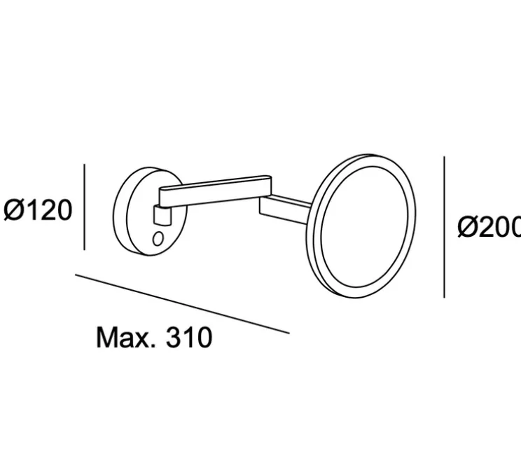 Objet lumineux, Vanity, noir, IP44, LED, dim, 3000k, 256 lm, Ø23cm, P34cm - LEDs C4