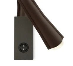 Pack duo, 2 appliques, Flexiled 40, avec interrupteur, bronze brossé, simili cuir marron, LED, 2700K, 400lm, L4,6cm, H40cm - Contardi