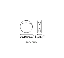 Pack Duo, 2 appliques murales, orientable, Ovo, doré, Ø24cm, P6,5cm - Faro