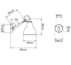 PACK DUO, Applique murale, Lampe Gras N°104, avec interrupteur, noir, L15,3cm, H18,9cm - DCW éditions Paris