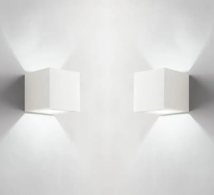 PACK DUO, Applique, Vertbois, plâtre, prêt à peindre, Charlotte, Square Simple, blanc, L11,5cm, H11,5cm - Nedgis