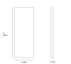 Panneau simple, Wallwood, droit, chêne + applique Ascoli, noir, pour tête de lit, L40cm, H120cm - Studio Gazelles Editions