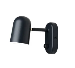 Panneau simple, Wallwood, droit, chêne + applique Buddy, noir, pour tête de lit, L40cm, H120cm - Studio Gazelles Editions