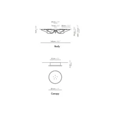 Plafonnier, 5 Moyen Shield, blanc & noir, L140cm, H26cm - DesignHeure