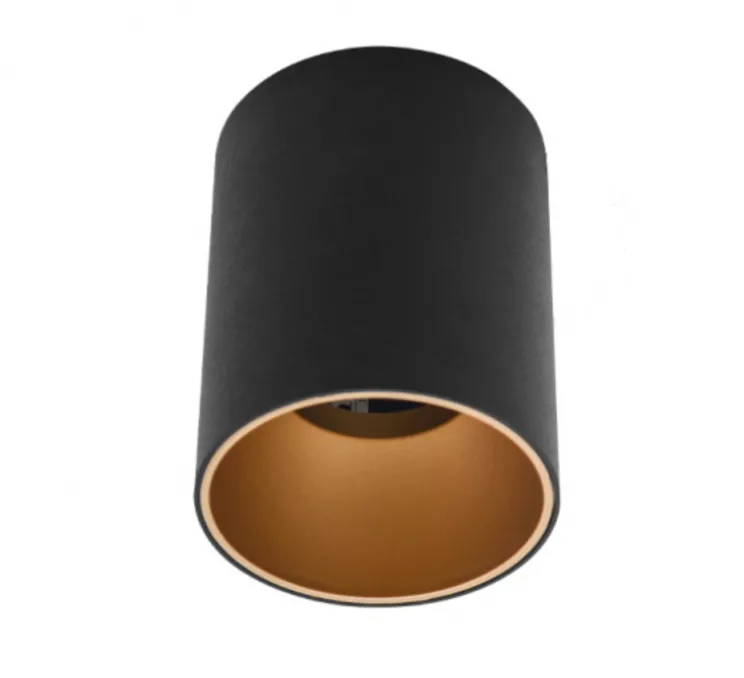 Plafonnier / Spot, en saillie, noir et or, Ø9cm, H11cm - Zangra