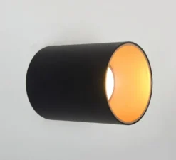 Plafonnier / Spot, en saillie, noir et or, Ø9cm, H11cm - Zangra