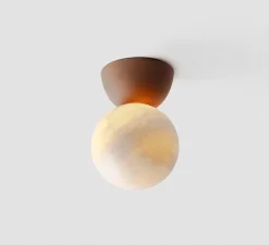 Plafonnier, Abisal PL Mini, albâtre, terracotta, Ø12cm, H18cm - Luxcambra