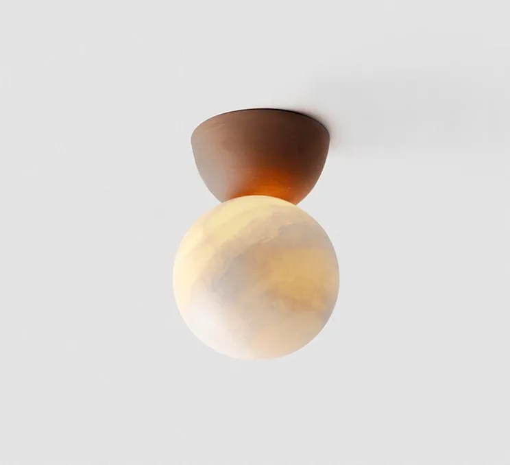 Plafonnier, Abisal PL Mini, albâtre, terracotta, Ø12cm, H18cm - Luxcambra
