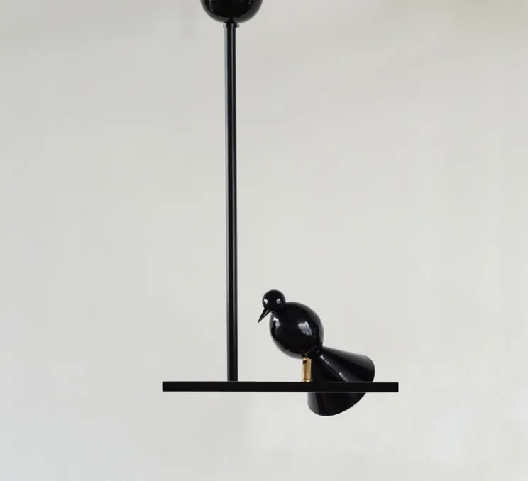 Plafonnier, Alouette 1 Bird "T", noir, L32cm, H60cm - Atelier Areti