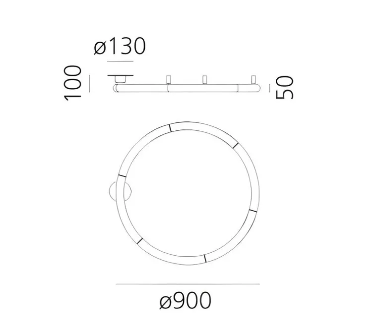 Plafonnier, Alphabet Of Light circular 90 semi-encastré, blanc, LED, dim, 3000K, 5783 lm, L90cm, H10cm - Artemide