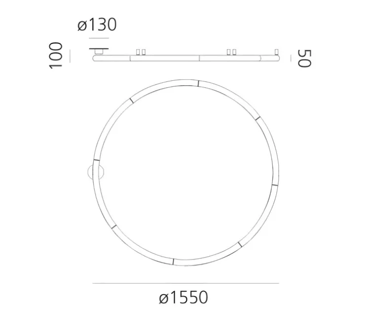 Plafonnier, Alphabet Of Light circular 155 semi-encastré, blanc, LED, dim, 3000K, 10280 lm, L155cm, H10cm - Artemide