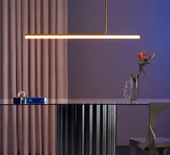 Plafonnier, Ambrosia 120, + 60cm, or mat, LED, 2700K, 1500lm, L120cm, H86,6cm, driver triac - Marset