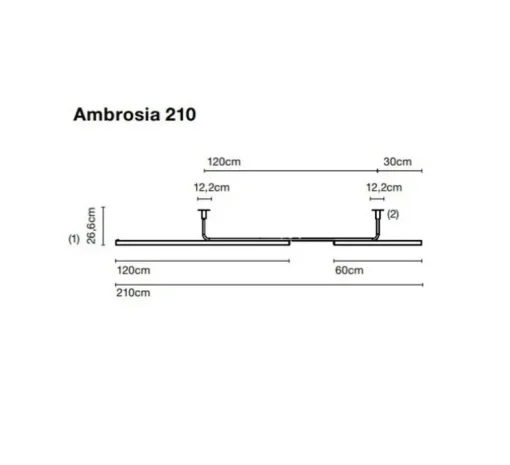 Plafonnier, Ambrosia 210, noir, LED, dim, 2700K, 3042 lm, L210cm, H26,6cm - Marset