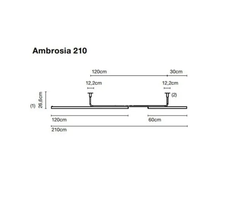 Plafonnier, Ambrosia 210, noir, LED, dim, 2700K, 3042 lm, L210cm, H26,6cm - Marset