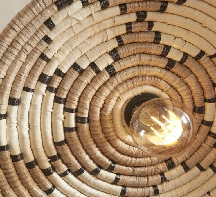 Plafonnier, Andros, naturel, blanc, Ø45cm, H8cm - Good&Mojo